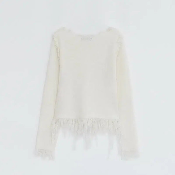 [BUNJANG] Diagonal Fringe Knit / (새상품) 다이애그널 FRINGE DAMAGE KNIT (아이보리)