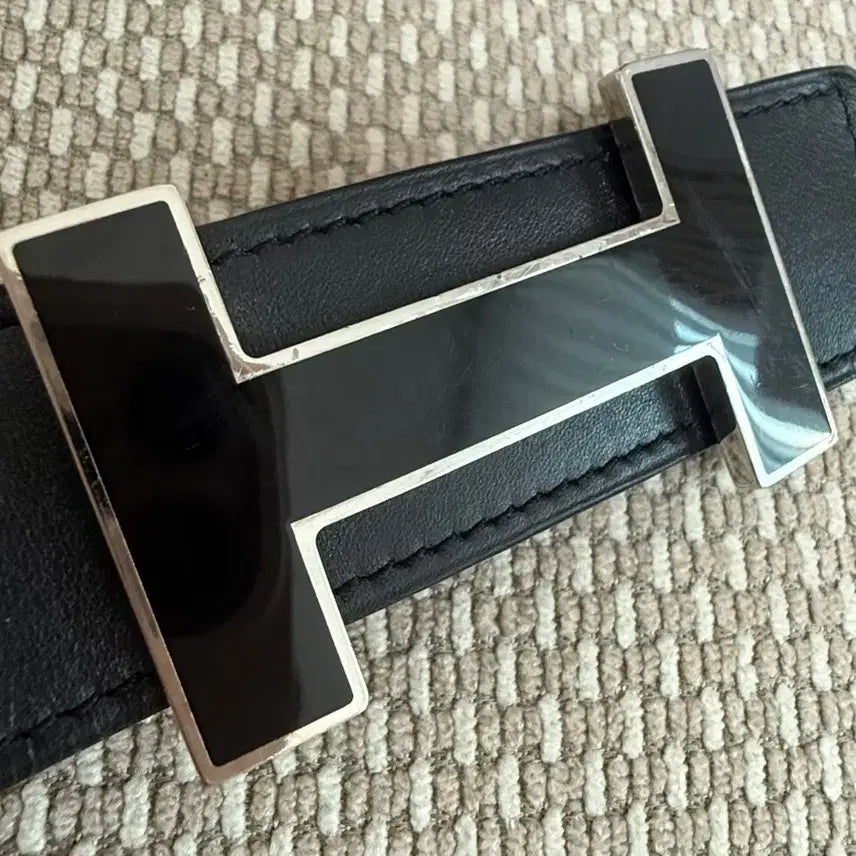 [BUNJANG] Hermès H Buckle Leather Belt / 에르메스 H 버클 가죽 벨트 블랙