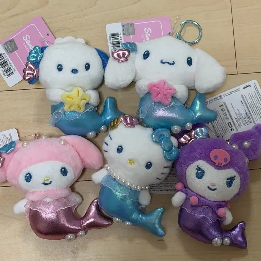 [BUNJANG] Sanrio Mermaid Doll Keyring Bundle Set / 산리오 인어 인형 키링 5종 일괄