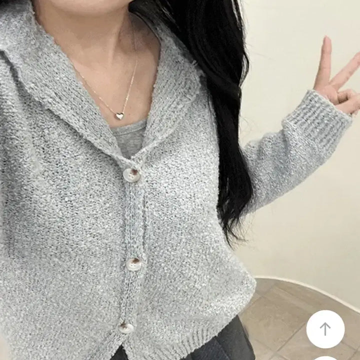 [BUNJANG] Ablie Gray Knit Cardigan / 회색 니트 가디건 에이블리 지그재그 판매 옷정리 그레이 후드
