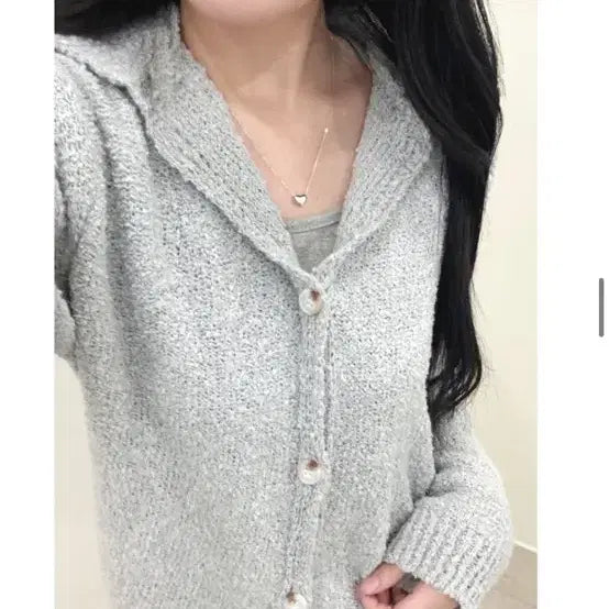 [BUNJANG] Ablie Gray Knit Cardigan / 회색 니트 가디건 에이블리 지그재그 판매 옷정리 그레이 후드