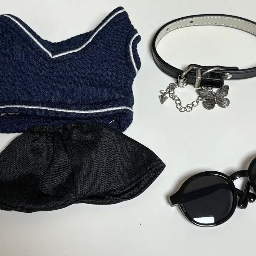 [BUNJANG] 20cm Doll Outfit Set / 20cm 인형 옷 세트 (니트+바자+초커+선글라스)