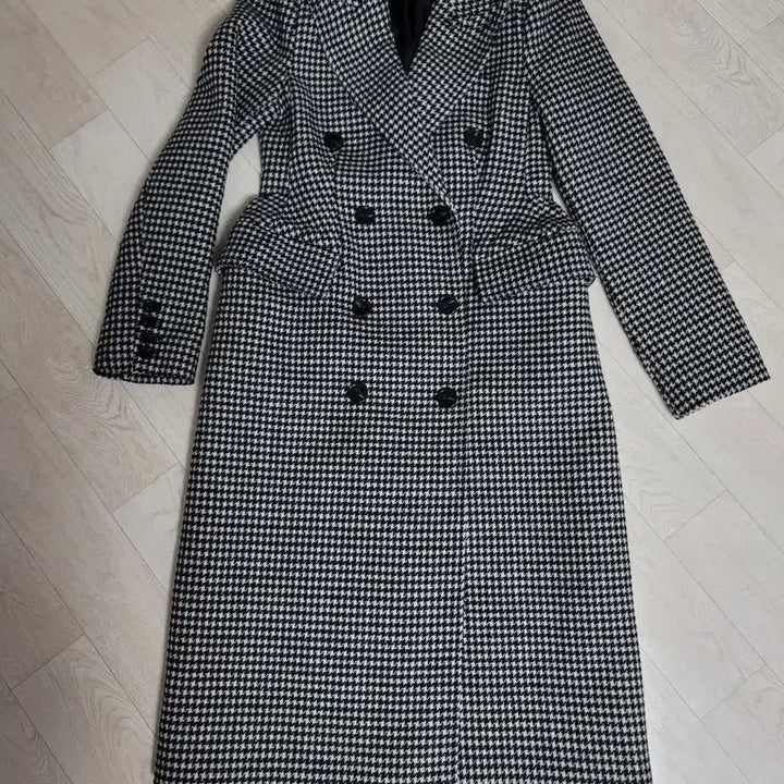 [BUNJANG] Houndstooth Check Long Coat / 하운드투스 체크 롱 코트