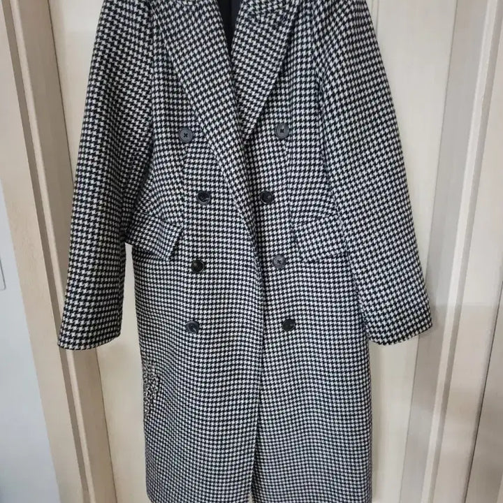 [BUNJANG] Houndstooth Check Long Coat / 하운드투스 체크 롱 코트