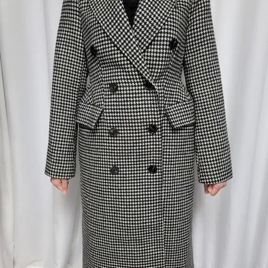 [BUNJANG] Houndstooth Check Long Coat / 하운드투스 체크 롱 코트