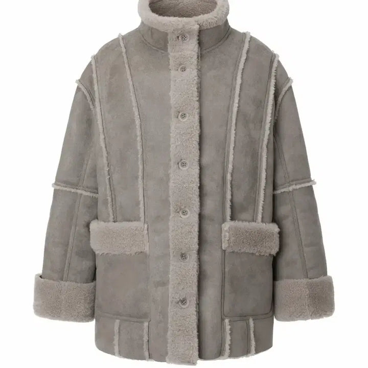 [BUNJANG] Threetimes Angelic Faux Fur Jacket Ash Gray / 쓰리타임즈 엔젤릭 퍼자켓 무스탕 애쉬그레이