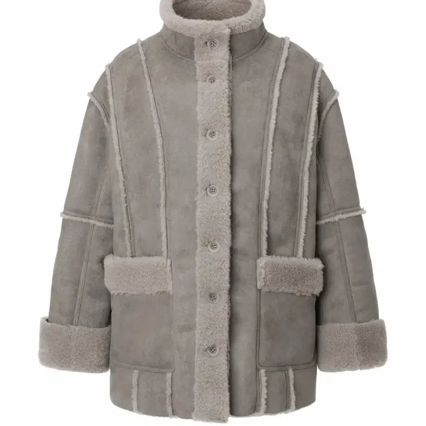 [BUNJANG] Threetimes Angelic Faux Fur Jacket Ash Gray / 쓰리타임즈 엔젤릭 퍼자켓 무스탕 애쉬그레이