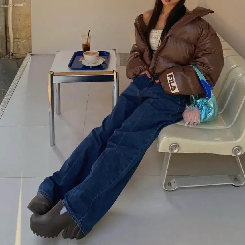 [BUNJANG] Soft Seoul Line Washing Wide Denim Pants / 소프트서울 라인 워싱 와이드 데님 팬츠