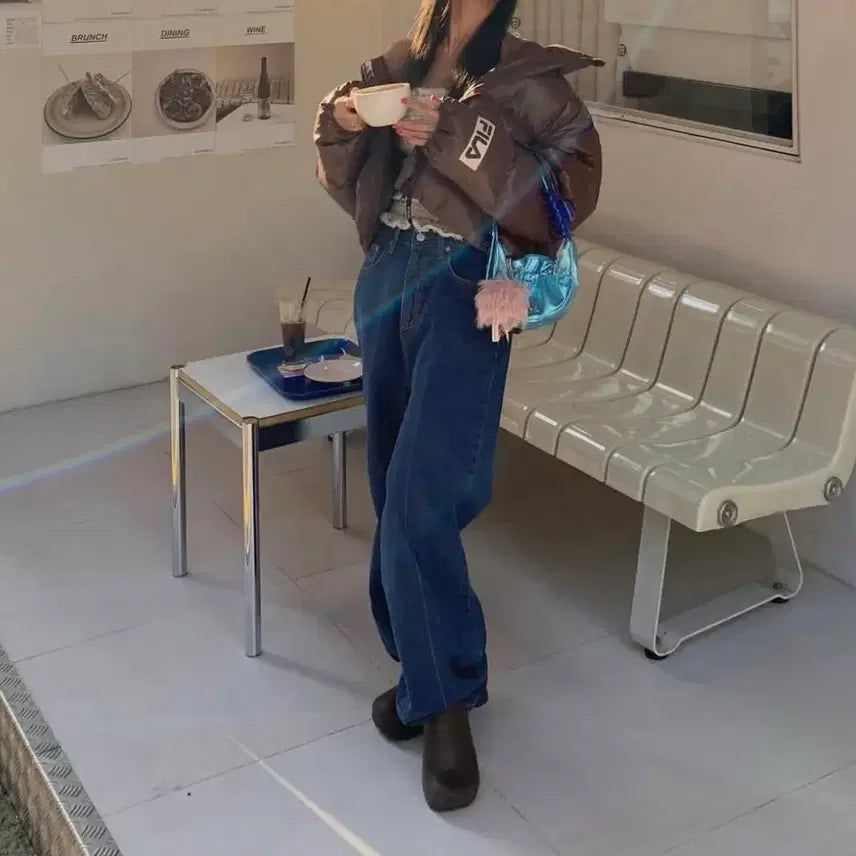 [BUNJANG] Soft Seoul Line Washing Wide Denim Pants / 소프트서울 라인 워싱 와이드 데님 팬츠