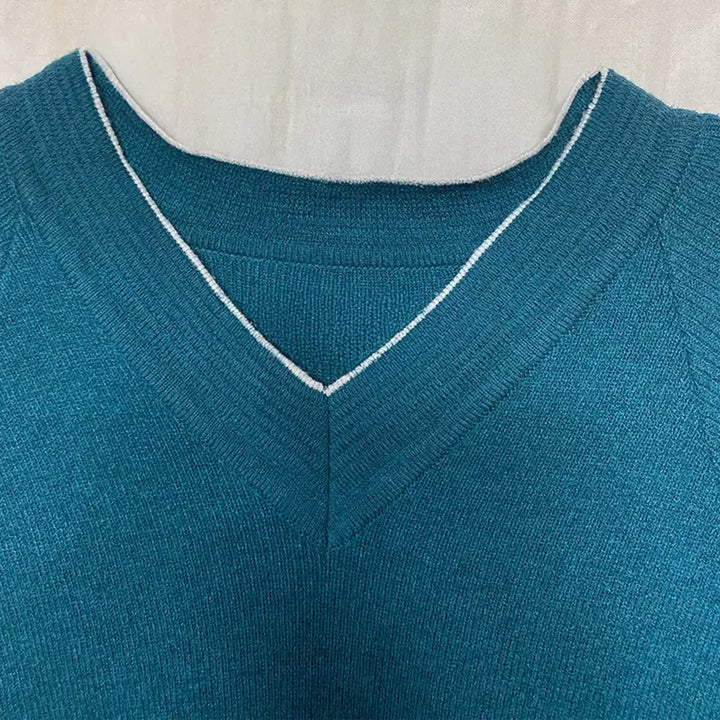 [BUNJANG] Slow Urban V-Neck 7-Part Sleeve Long Knit Top / [슬로우 어반] v넥 7부 소매 롱 니트 티 여성 중년 캐주얼 평상복