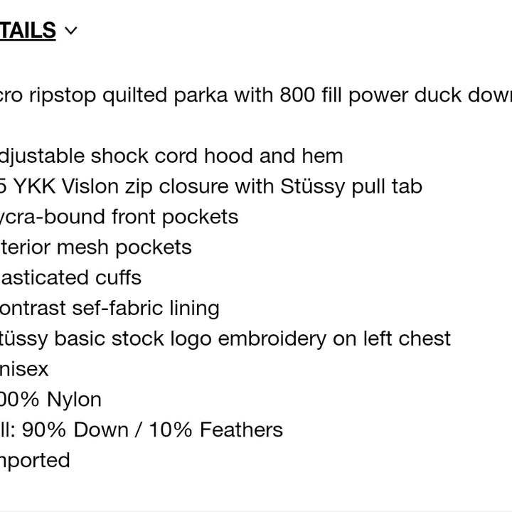 [BUNJANG] Stussy Micro Ripstop Camo Down Parka / Stussy 스투시 다운파카 마이크로립스탑 카모