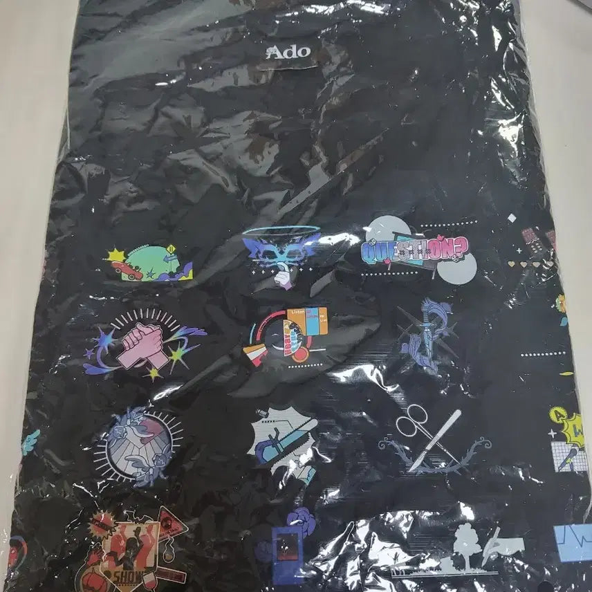 [BUNJANG] Ado Black Printed T-shirt / Ado 아도 검정색 프린팅 티셔츠