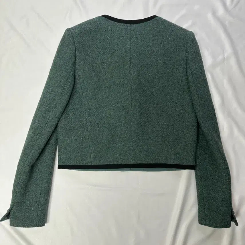 [BUNJANG] It MICHAA Wool Jacket Dark Green (Size 44) / 잇미샤 카라리스 텍스쳐블록 울100% 자켓 다크그린(44)