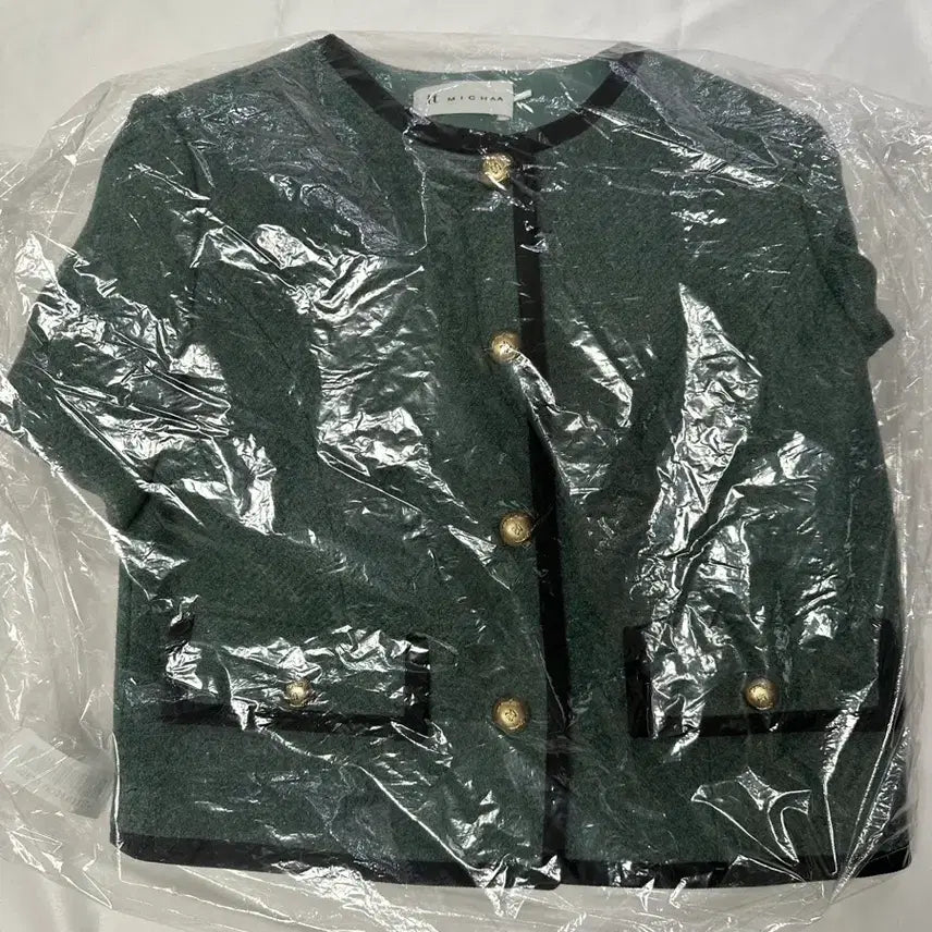 [BUNJANG] It MICHAA Wool Jacket Dark Green (Size 44) / 잇미샤 카라리스 텍스쳐블록 울100% 자켓 다크그린(44)