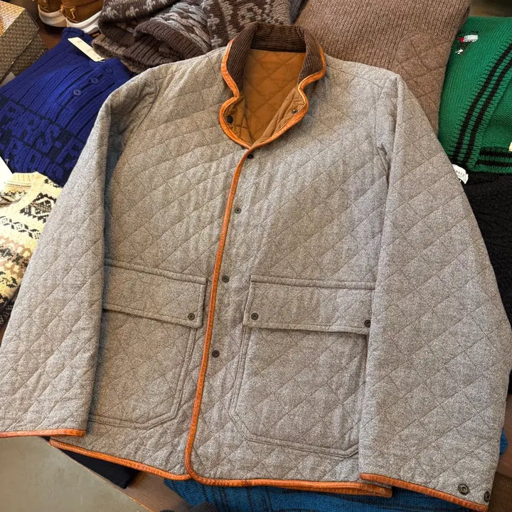 [BUNJANG] Classic Quilted Jacket / 캐피탈 소가죽 트리밍 클래식 퀄팅 자켓