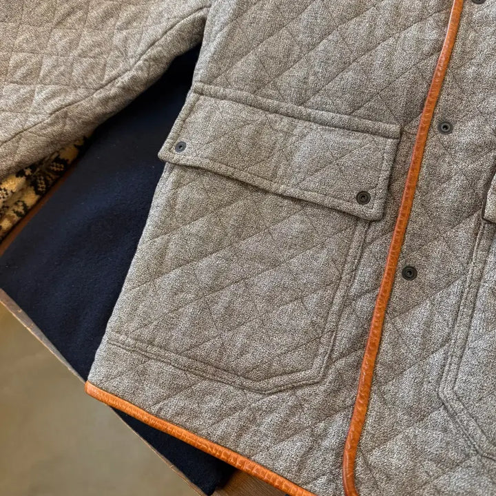 [BUNJANG] Classic Quilted Jacket / 캐피탈 소가죽 트리밍 클래식 퀄팅 자켓