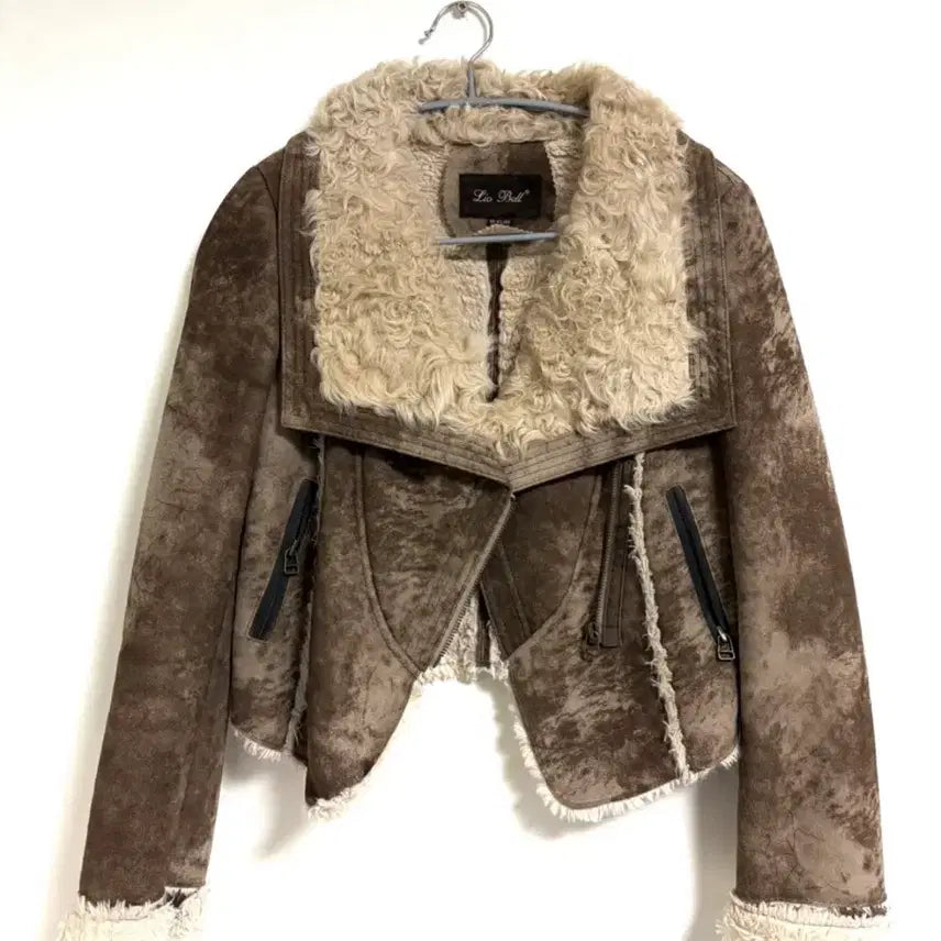 [BUNJANG] Ayadz Suede Brown Cropped Mouton Jacket / ayadz스웨이드브라운무스탕자켓 빈티지무스탕자켓 락시크 크롭무스탕