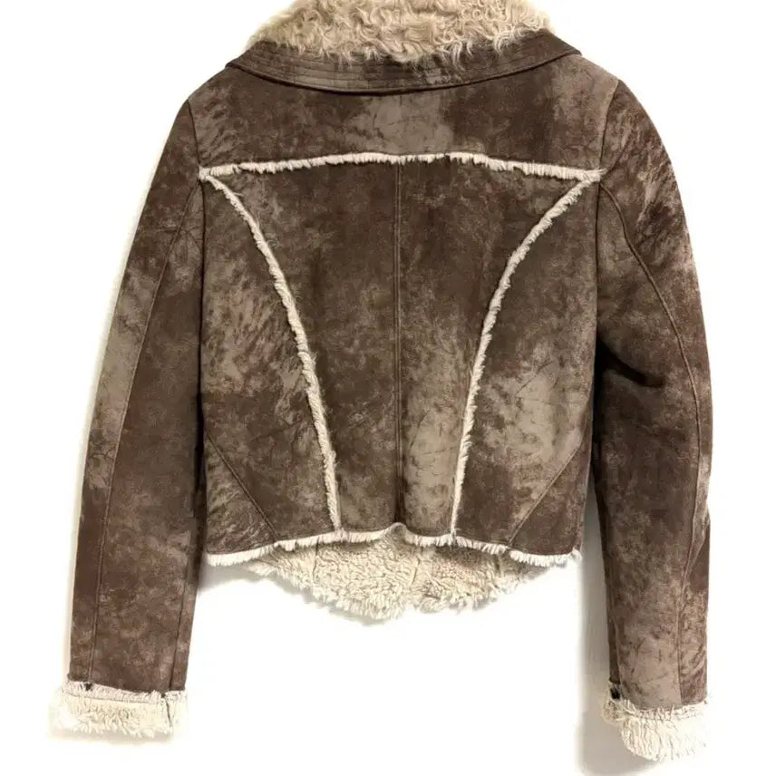 [BUNJANG] Ayadz Suede Brown Cropped Mouton Jacket / ayadz스웨이드브라운무스탕자켓 빈티지무스탕자켓 락시크 크롭무스탕