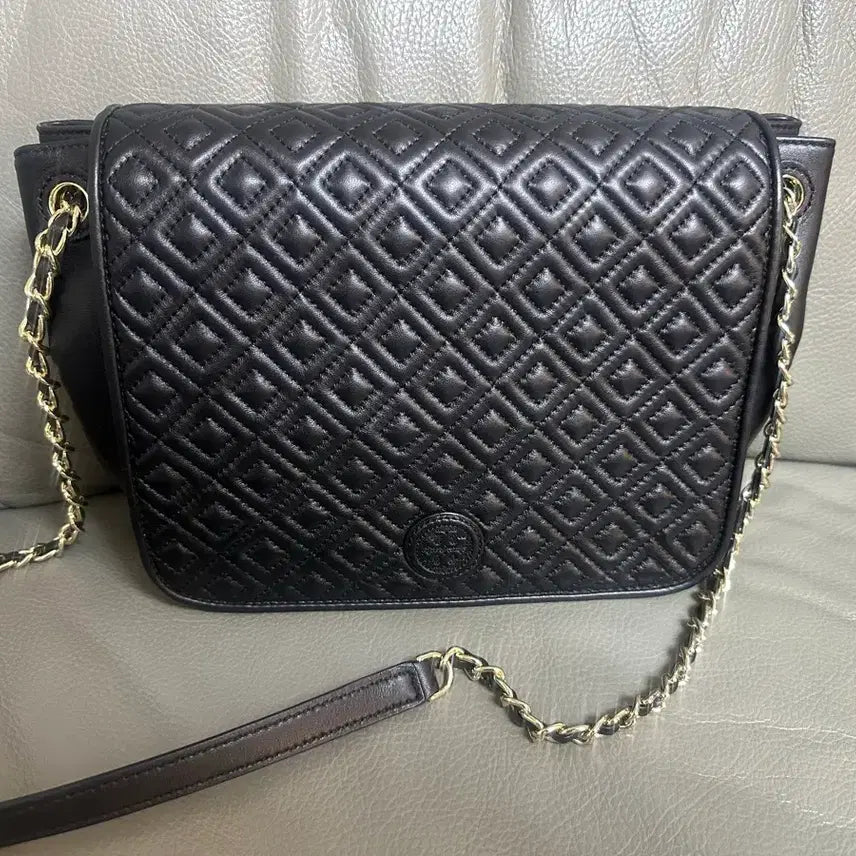[BUNJANG] Tory Burch Marion Quilted Leather Shoulder Bag / 토리버치 블랙 퀄팅 레더 마리온 금장 체인 숄더백