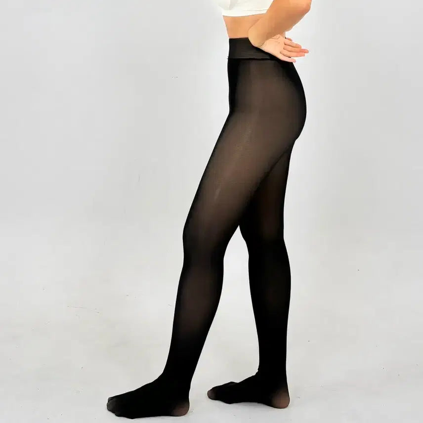 [BUNJANG] Black Illusion Fleece-Lined Winter Stockings / 겨울용 착시 스타킹 검정색 (M, L 2사이즈)