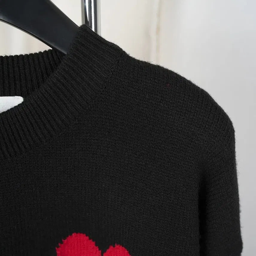 [BUNJANG] AMI Black Heart Logo Knit Sweater / 아미 블랙 하트 로고 니트 스웨터