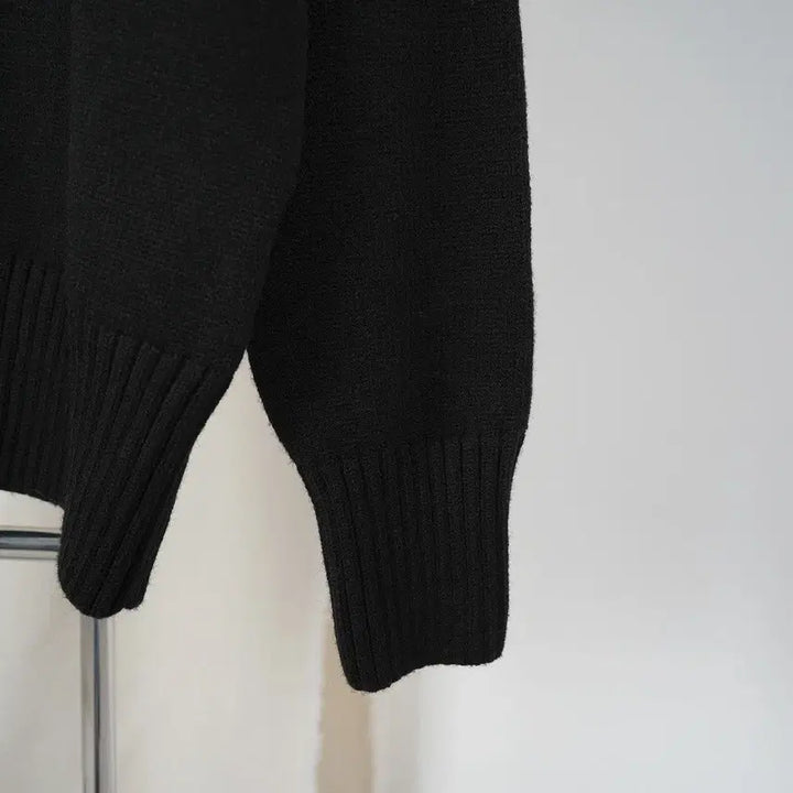 [BUNJANG] AMI Black Heart Logo Knit Sweater / 아미 블랙 하트 로고 니트 스웨터