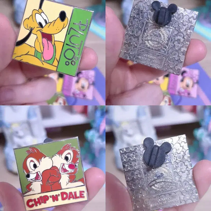 [BUNJANG] Disney Resort Square Shape Badge Set / 디즈니 리조트 정품 스퀘어 쉐입 뱃지 셋트