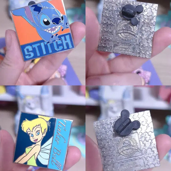 [BUNJANG] Disney Resort Square Shape Badge Set / 디즈니 리조트 정품 스퀘어 쉐입 뱃지 셋트