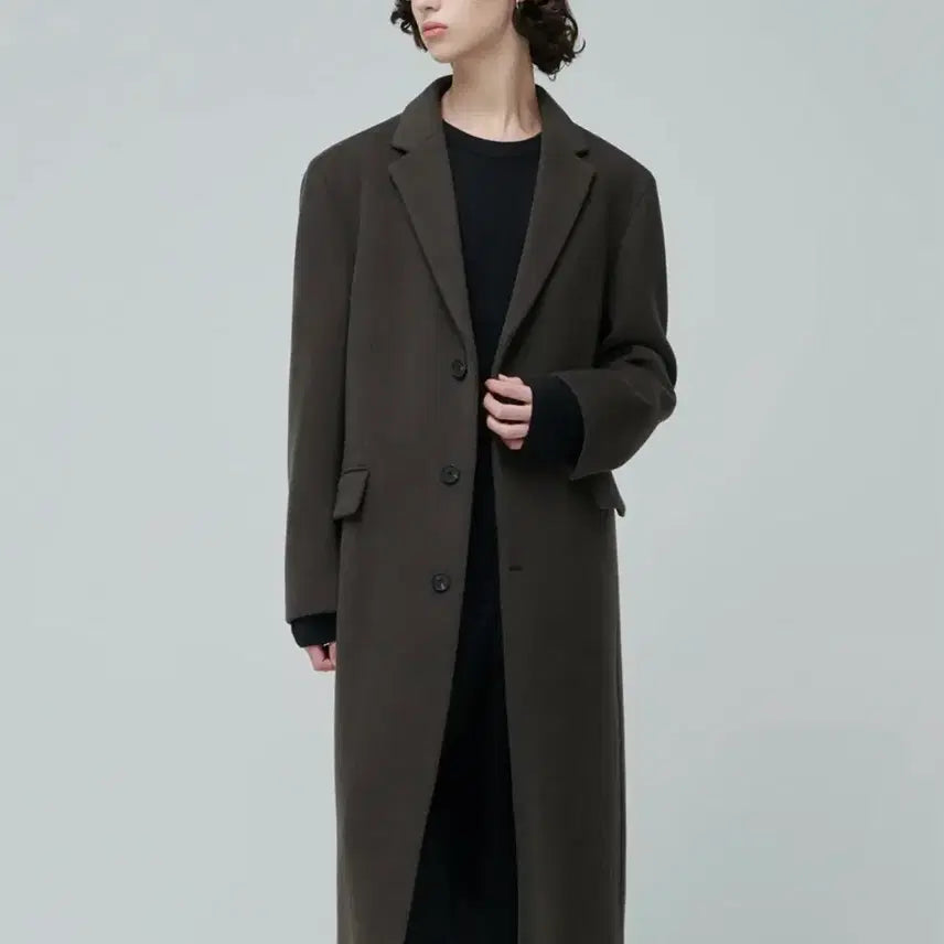 [BUNJANG] Musinsa Standard Cashmere Blend Daddy Shoulder Single Long Coat / 무탠다드 캐시미어 블렌드 대디 숄더 싱글 롱 코트