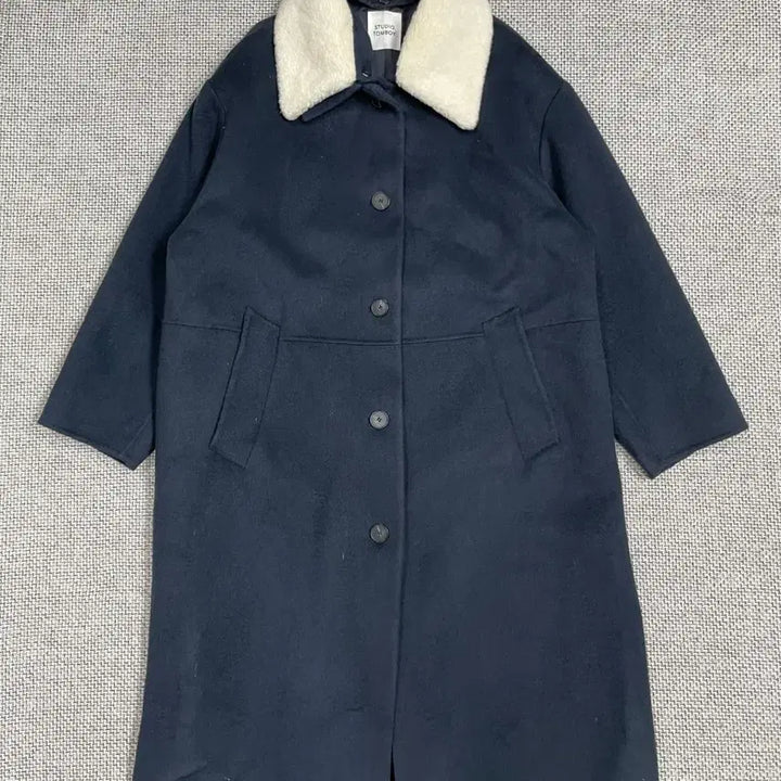 [BUNJANG] STUDIO TOMBOY Wool Long Coat with Fur Collar / STUDIO TOMBOY 퍼카라  울 롱 코트 네이비