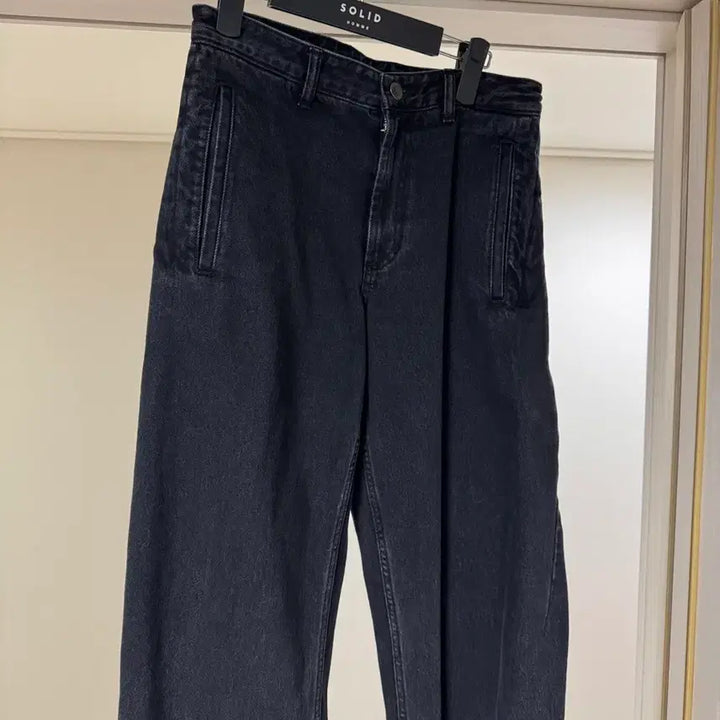 [BUNJANG] Solid Homme 24FW Side Folding Denim Pants / 솔리드옴므 24FW 사이드 폴딩 데님 팬츠 블랙 46