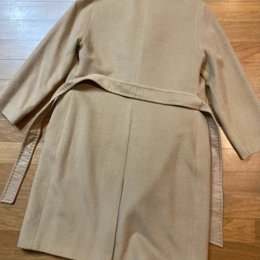 [BUNJANG] Mine Beige Leather Belt Coat / 마인 베이지 가죽벨트 코트(털 탈착가능) 택포7만원