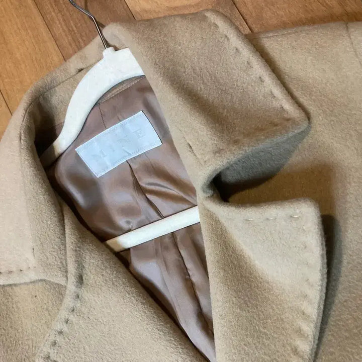 [BUNJANG] Mine Beige Leather Belt Coat / 마인 베이지 가죽벨트 코트(털 탈착가능) 택포7만원