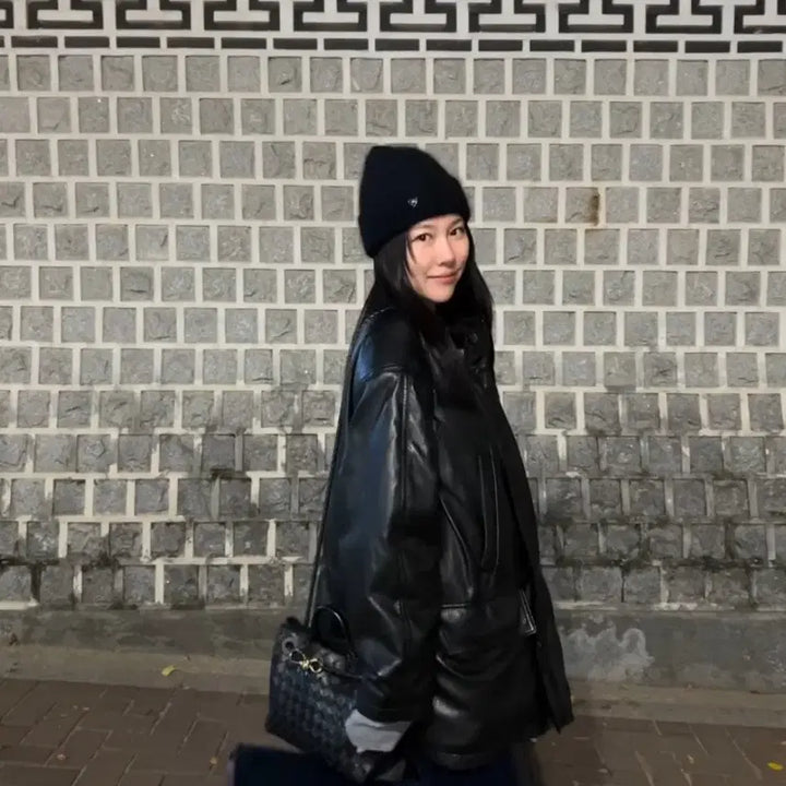 [BUNJANG] The Mui Faux Leather Jacket / 더무이 퍼 가죽자켓 새상품