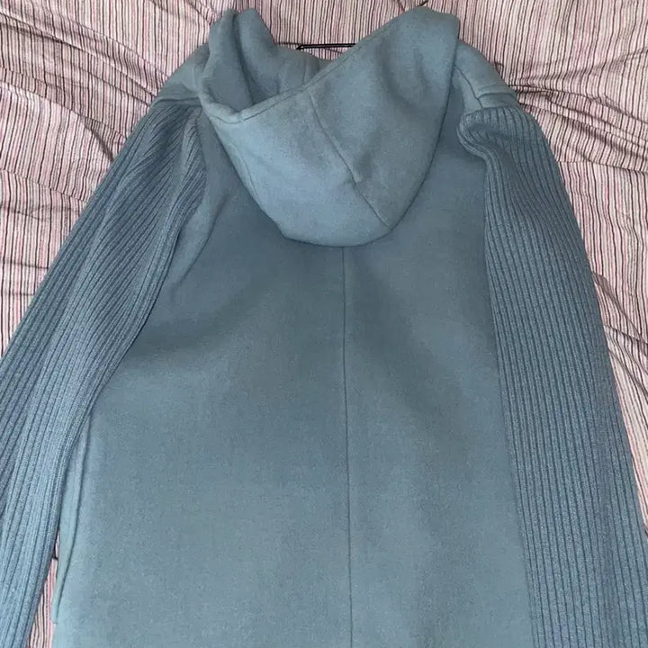 [BUNJANG] ELLE Vintage Sky Blue Duffle Coat / ELLE 엘르 빈티지 더플 코트 하늘색