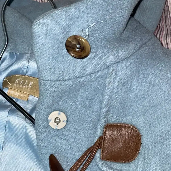 [BUNJANG] ELLE Vintage Sky Blue Duffle Coat / ELLE 엘르 빈티지 더플 코트 하늘색