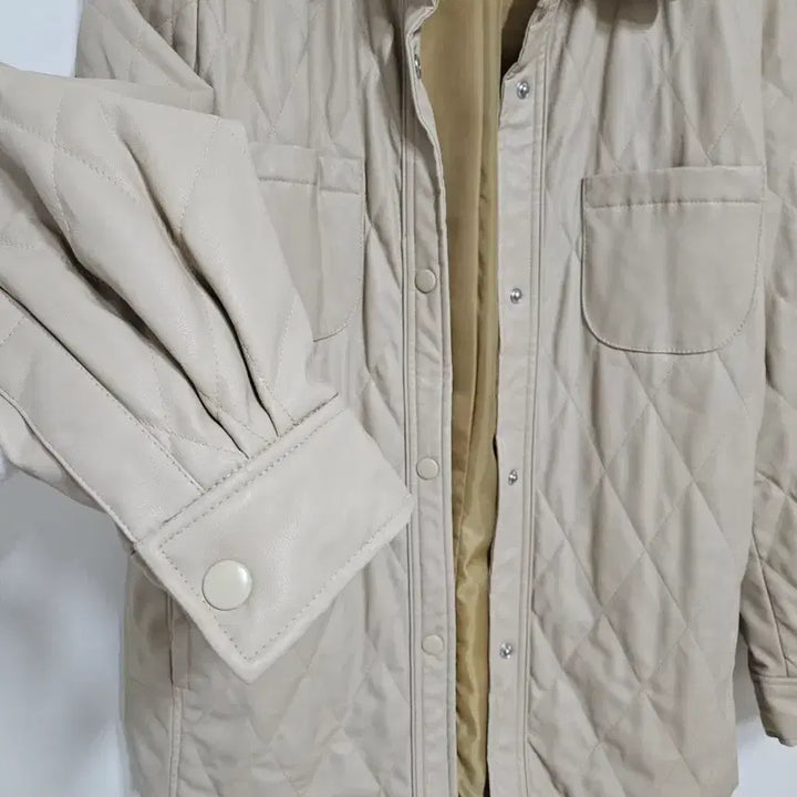 [BUNJANG] Faux Leather Padded Jumper / 인조가죽 패딩점퍼
