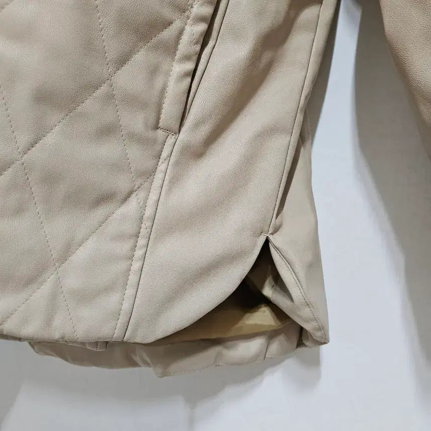 [BUNJANG] Faux Leather Padded Jumper / 인조가죽 패딩점퍼