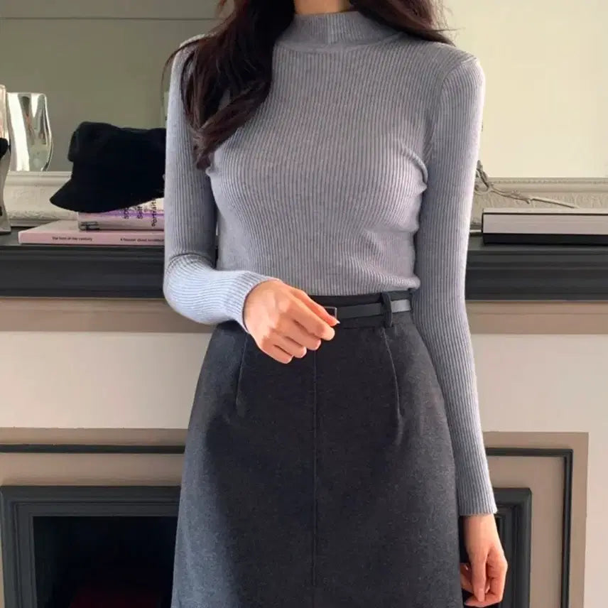 [BUNJANG] Attrangs Ribbed Turtleneck (Black) / 아뜨랑스 반목 골지 폴라티(블랙)