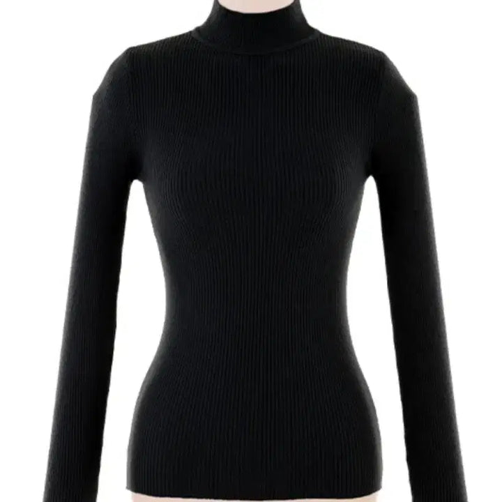 [BUNJANG] Attrangs Ribbed Turtleneck (Black) / 아뜨랑스 반목 골지 폴라티(블랙)