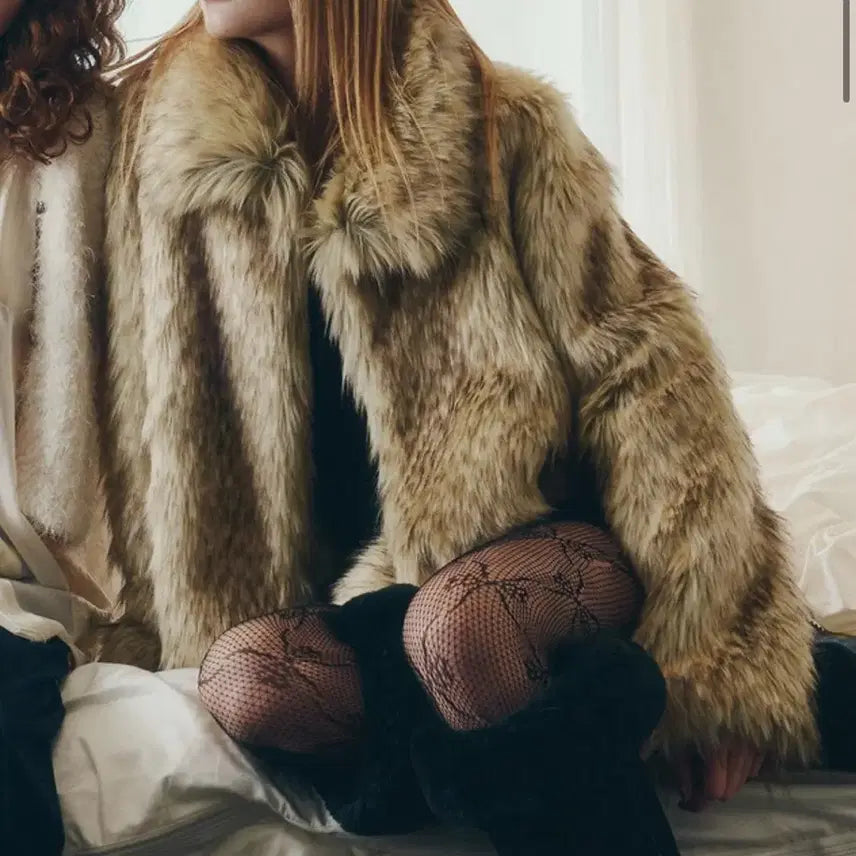 [BUNJANG] Rave Mix Faux Fur Jacket / 레이브 믹스 퍼 자켓