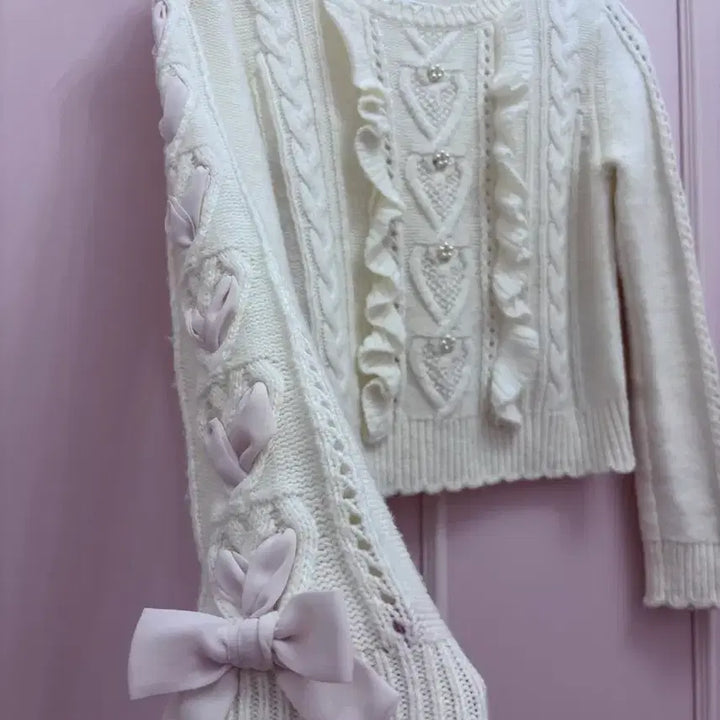 [BUNJANG] Vintage Ivory Knit Sweater / 일본빈티지) 리본 아이보리 니트