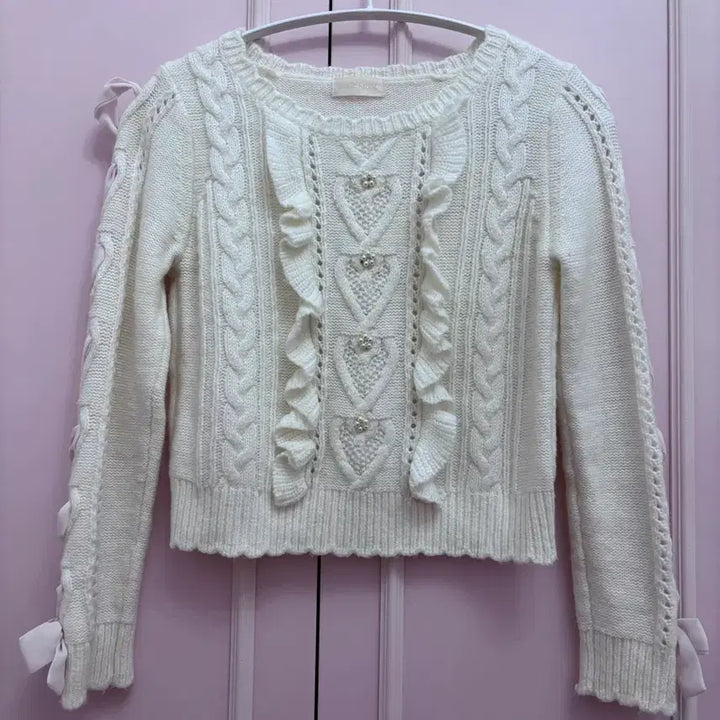 [BUNJANG] Vintage Ivory Knit Sweater / 일본빈티지) 리본 아이보리 니트