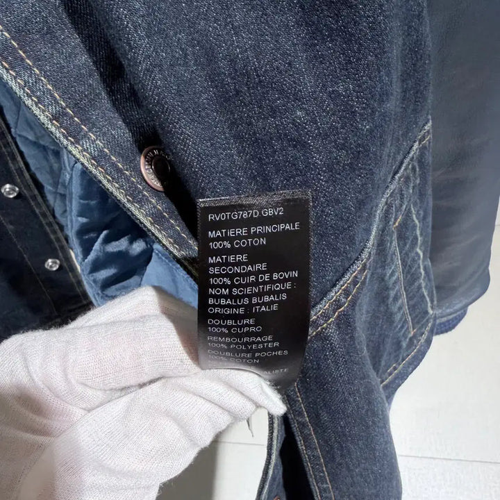 [BUNJANG] Celine Paris Denim Varsity Jacket / ( S+ / XL ) 셀린느 가죽 레더 파리스 데님 바시티 자켓