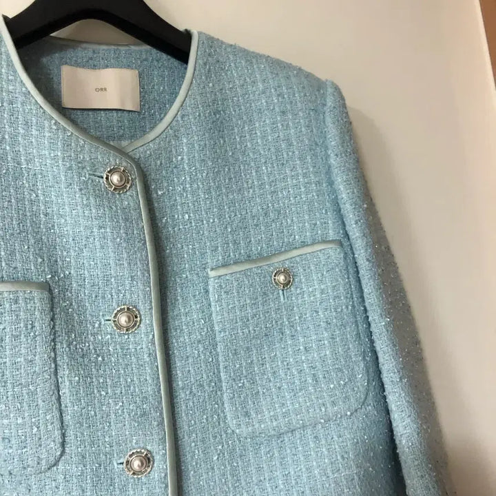 [BUNJANG] Orr 21 Satin Lining Tweed Jacket / Orr 오르 21년 새틴 라이닝 트위드 자켓 민트 하객룩 결혼식