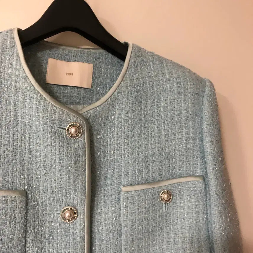 [BUNJANG] Orr 21 Satin Lining Tweed Jacket / Orr 오르 21년 새틴 라이닝 트위드 자켓 민트 하객룩 결혼식