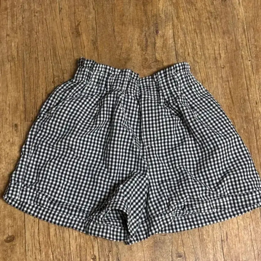 [BUNJANG] Summer Checkered Shorts - Wide Banded Pants / 체크바지 반바지 여름바지 면바지 여자옷 고무바지 밴딩바지 와이드팬츠