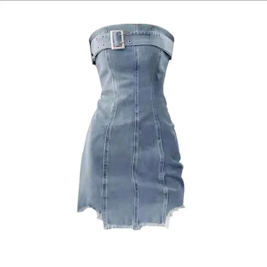 [BUNJANG] Belt Point Denim Top Dress / 벨트 포인트 데님 탑 원피스