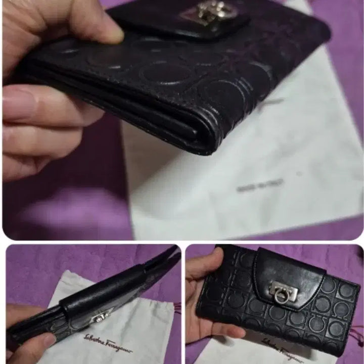 [BUNJANG] Ferragamo Embossed Gancini Leather Long Wallet / 페라가모 핸드폰 수납가능 엠보스드 간치니버클 패턴레더 장지갑