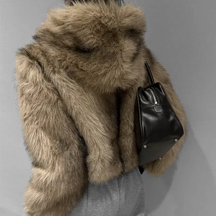 [BUNJANG] VIVNLUV Hooded Faux Fur Short Jacket / 새상품 ] VIVNLUV 후드 퍼 숏 자켓